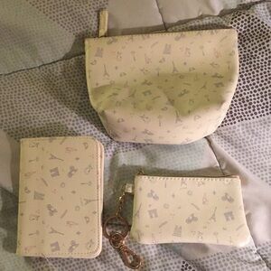 Cosmetic&passport case, coin case w keychain set